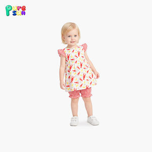 प्यूरीसन फैक्टरी थोक बच्चों कस्टम क्रेफिश प्रिंटिंग बच्चों के कपड़े रफ़ल ग्रीष्मकालीन लड़कियों के कपड़े सेट - Product Image 3