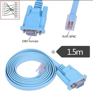 <b>RJ45</b> To Rs232 Blue Flat <b>Cable</b> Db9f 8p8c 1.5m Serial Adapter Connector - Product Image 1