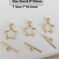 Anneau à fermoir barre en or rempli 14K, anti-ternissement, motif cœur et étoile, pour la fabrication de colliers, bracelets et accessoires de bijouterie
