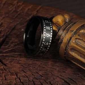 Men's Trendy Six-Character Mantra Ring 304 Stainless Steel with Durable Laser Marking <b>Heart</b> Sutra Ring Plating Does Not Fade - Product Image 2