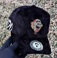Casquettes de baseball à 5 panneaux, imprimées, brodées, avec strass et perles, style Barbas, Mexique, personnalisées