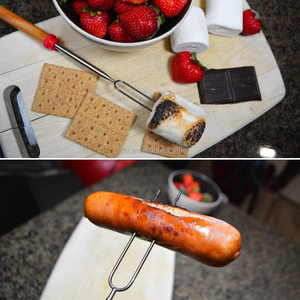 Set Personalizzabili di Bastoncini per Arrostire Marshmallow, Bastoncini Telescopici per Smores, Forchette per Hot Dog con Manico in Legno 31 Pollici - Product Image 5