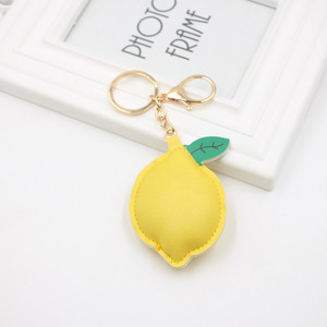 Cartoon Cute 3D Lemon Keychain PU Leather <b>Key</b> <b>Ring</b> for Women Fruit <b>Bag</b> Charm Pendant Accessories for Purse <b>Bag</b> Keyring Ornament - Product Image 1