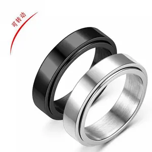 Новое поступление, популярное вращающееся кольцо из нержавеющей стали, кольцо из титановой стали для пары, японское и корейское простое вращающееся кольцо