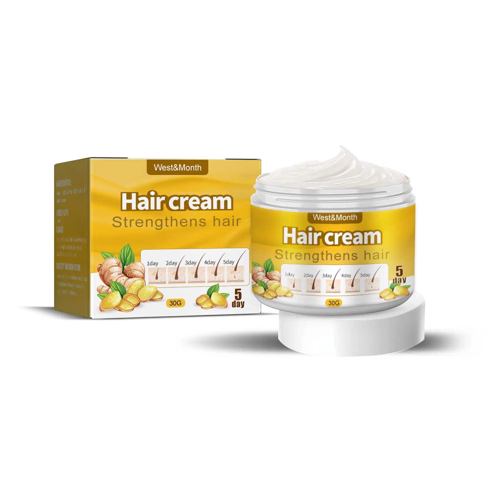 West Maand Gember Haarconditioner Anti Haaruitval Hydraterende Hoofdhuid Massage Crème Haar Behandeling