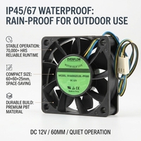 Ventilateur de refroidissement sans balais étanche IP45/67, ventilateur axial DC 60x25mm, OEM, longue durée de vie, stable, faible bruit, 24V/12V, pour onduleur photovoltaïque