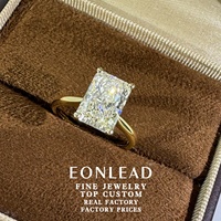 Bague de fiançailles solitaire personnalisée en or 9K 10K 14K 18K ou platine PT950 avec diamant de laboratoire taille radiant 3 carats VVS2 et tige torsadée à 4 griffes