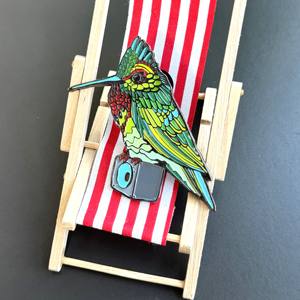 เข็มกลัดโลหะลายอนิเมะรูป<span class=keywords><strong>มงกุฎ</strong></span>เชอร์รี่รูปหัวใจสีพิเศษ ปักบนผ้าซาตินกลิตเตอร์ริบบิ้นลายสับปะรด - Product Image 3