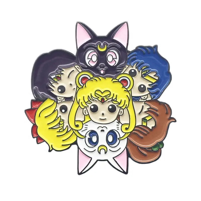 Alfileres de dibujos animados de esmalte suave, de alta calidad, personalizados, Sailor Moon, Pin esmaltado de Metal, Anime