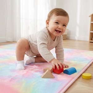 Großhandel Maschinengefertigte Dicke Korallenvelours Rutschfeste Regenbogen Batik-Matte Kinder-Tatami-Teppich Hautfreundliche Baby-Schaumstoff-Spielmatte - Product Image 5
