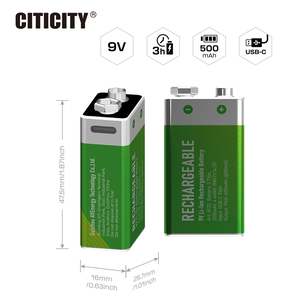 CITICITY C901 Batería Recargable de Iones de Litio de 9V y 4500mAh, 1200+ Ciclos, Cable de Carga USB-A y USB-C para Uso Doméstico - Product Image 2