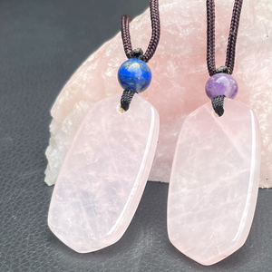 قلادة بتصميم هندسي من الأحجار الطبيعية، قلادة بوهيمية من الكريستال الخام والعقيق وكوارتز الوردي، سلسلة حبل، هدية - Product Image 5