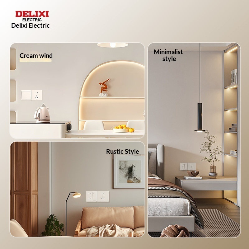 Delixi 815 Series Switch Socket Panel 16A/10A Five-Hole 86 Type USB 2 Ports Concealed Wall-Mounted White PC Material Child · image 1
