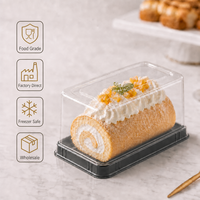 Plateau à gâteau transparent en plastique PET jetable Shuangqile Z320 avec base noire pour pain, salade, biscuits - Vente en gros