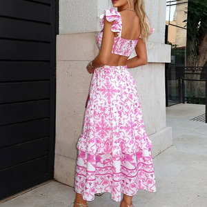 Vestido Elegante de Verano para Mujer, Estilo Bohemio, Estampado Floral, Falda Línea A con Cintura Alta, Sin Mangas, Estilo Casual, Falda de Playa - Product Image 6