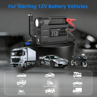 Batterie externe 12V portable avec compresseur d'air, démarreur de voiture multifonction avec gonfleur de pneus pour véhicule
