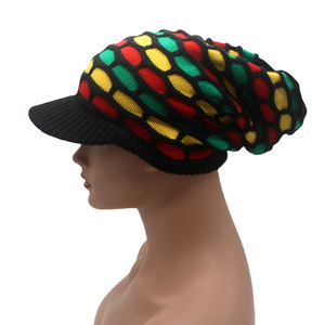 Bonnet reggae jamaïcain chaud avec bord rayé coloré étendu arc-<span class=keywords><strong>en</strong></span>-ciel tricoté pull chapeau - Product Image 4