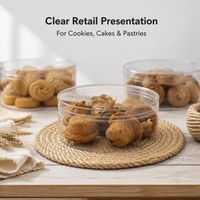 Boîte alimentaire empilable en PS de qualité alimentaire à haute transparence avec couvercle pour biscuits, gâteaux, pâtisseries, thé, café en grains, noix, salades séchées 380 ml