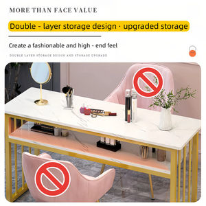 Table de Manucure Moderne de Luxe avec Panneau en Bois Clair, Métal et Double Densité – Table à Ongles pour Salon, <span class=keywords><strong>Chambre</strong></span>, Centre Commercial – <span class=keywords><strong>Prix</strong></span> Spécial - Product Image 2