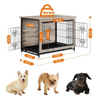 Mobilier décoratif pour animaux de compagnie : Cage pour chien en bois avec plateau, structure robuste en acier, double porte et plateau inférieur amovible