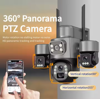Caméra de surveillance extérieure V380 à trois objectifs, 12MP, carte SIM 4G, vision nocturne solaire, OEM PTZ, caméra de sécurité sans fil CCTV