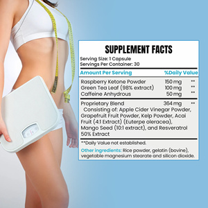 Fabrikant Aangepaste <span class=keywords><strong>Raspberry</strong></span> Ketones Supplement Vetverbranders Capsules Ondersteunen Metabolisme Gewichtsverlies Pillen met Groene Thee Blad - Product Image 2