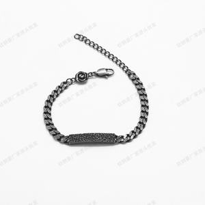 Stainless Steel Cuban Chain <b>Bracelet</b> with Textured Plate and <b>Adjustable</b> Extension Rose Detail Vintage Gothic Punk Jewelry - Product Image 5