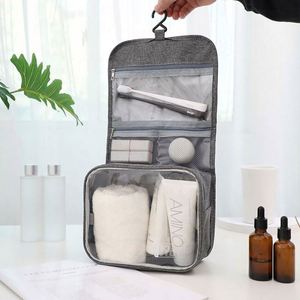 Bolsa de Maquillaje de Viaje con Cierre para el Día del Padre 2025, Bolsa de Cosméticos Impermeable de PVC y Tela Oxford, Bolsa de Aseo Colgante con Gancho - Product Image 4