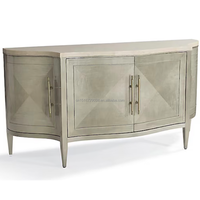 Buffet moderne de luxe haut de gamme à 4 portes, armoire de rangement incurvée couleur champagne, table console pour salon et salle à manger