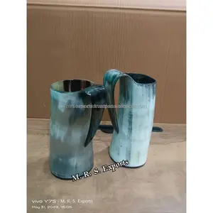 Mug en corne de boisson viking de qualité supérieure, mug en corne de bœuf et de vache, mug en corne de buffle fait à la main, style médiéval viking - Product Image 4