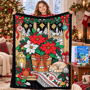 Couverture à colorier de Noël DIY, réutilisable, lavable, en flanelle douce, couverture graffiti, cadeau familial pour enfants - Product Image 5
