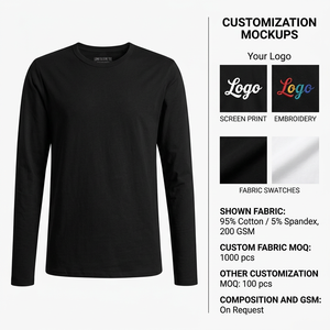 T-shirt à manches longues pour homme, taille plus, 200 GSM, coton et élasthanne, coupe ample, logo personnalisé, vente en gros, 2XL à 5XL - Product Image 4