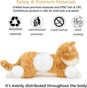 Grande Gatto di Peluche Pesante, Morbido e Coccoloso, Arancione, Perfetto per Alleviare lo Stress e il Comfort - Product Image 5