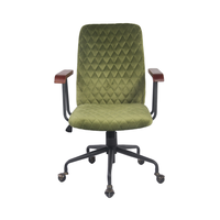 Chaise de bureau pivotante Anji au design contemporain, dossier haut, en velours vert, avec base chromée, chaise réglable en hauteur pour le bureau à domicile