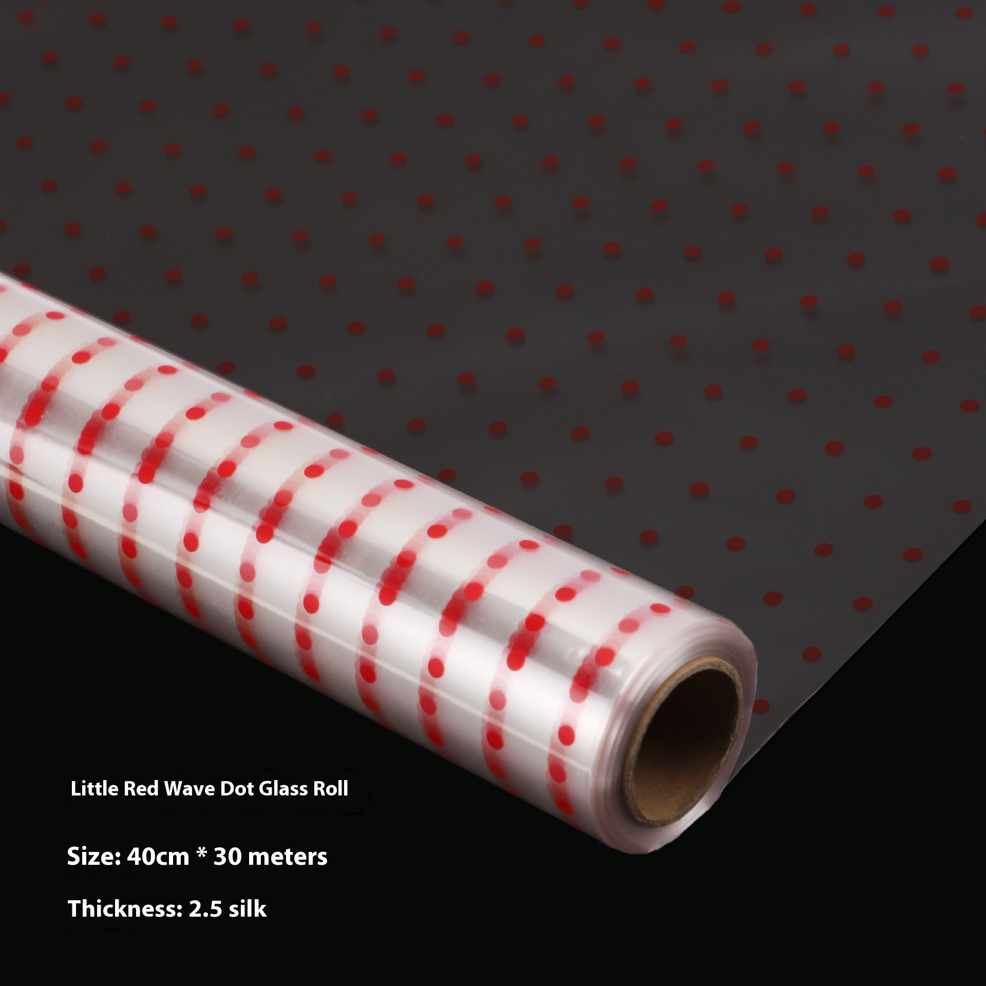 Rouleau de verre à petits points rouges