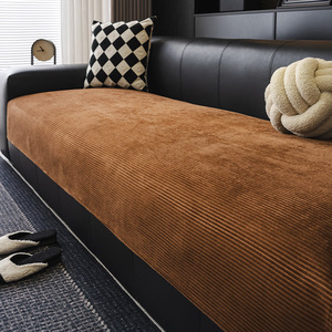 Corduroy <b>Sofa</b> <b>Cover</b> One Piece Non Slip Solid Color Modern Style 145-185CM <b>For</b> General <b>Sofa</b> - Product Image 1