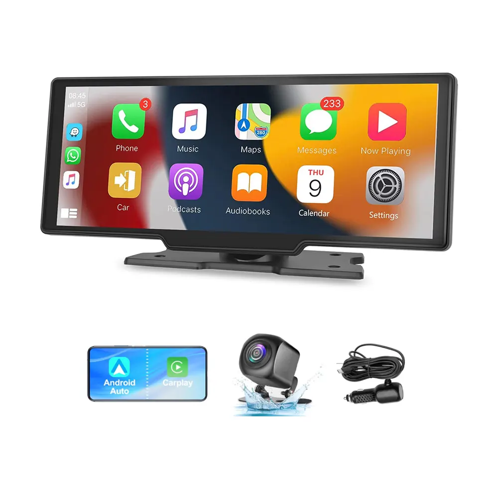 Inalámbrico portátil Carplay Car Stereo 10,26 pulgadas inalámbrico Android Auto pantalla-con AUX/FM, Mirror Link, para todos los vehículos