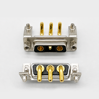 Konektor D-SUB 3W3 3V3 Male Female Sudut Kanan PCB Mount Arus Tinggi Daya Soket D-Sub dengan Braket Emas Padat