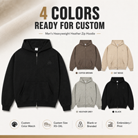 Sudadera con capucha pesada para hombre con logo personalizado, mezcla de algodón, oversize, estilo urbano, en blanco, para bordar e imprimir, al por mayor