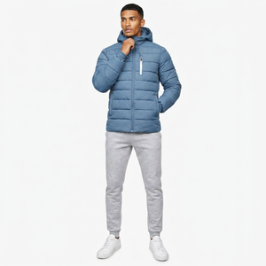 FINER THREADS Veste matelassée en toile personnalisable pour homme, coupe ajustée, style streetwear, avec rembourrage en coton, séchage rapide et respirante - Product Image 1
