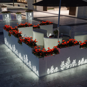 Jardinières carrées modernes avec motif feuille, pots de fleurs d'extérieur pour centre commercial, design minimaliste - Product Image 5