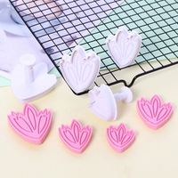 4Pcs/set Tulip Cookie Cutter Fondant Gum Paste Plunger Flower Cake Decorating Tools Biscuit Sugarcraft Molds