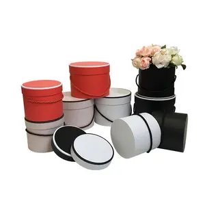  Fashionable and simple flower round gift box a three-piece set of cylinder-shaped flower box flowers cuddle bucket