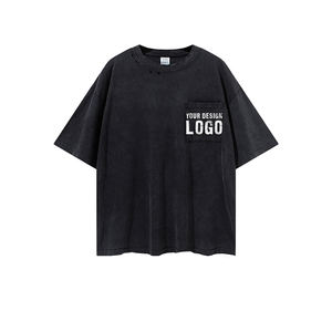 Camiseta Holgada Informal de Gran Tamaño para Hombre, Transpirable, con Bolsillo, Logotipo Personalizado, Hombros Caídos, Tallas Grandes - Product Image 6