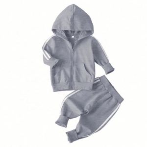 Vêtements pour enfants décontractés 100% coton, ensemble de survêtement 2 pièces, sweat-shirt à fermeture éclair, pantalon de survêtement, jogging pour garçons et filles - Product Image 5
