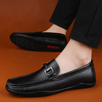 Mocassins en cuir véritable pour hommes avec logo personnalisé, MOQ1, de haute qualité, chaussures plates décontractées pour la conduite, formelles et de bureau