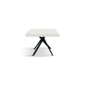 Eva <b>Extendable</b> <b>Dining</b> <b>Table</b> 95 To 145 Cm White Ash Melamine Top Black Crossed Legs Internal Use - Product Image 1
