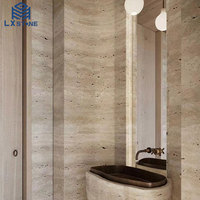 Décoration murale en travertin Dalles de trous de remplissage Villa haut de gamme Blanc romain de luxe personnalisé Moderne LX Gua Marbre de luxe