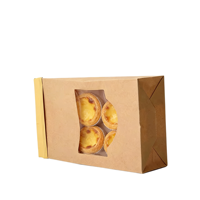 Sac en kraft classique imprimé sur mesure, écologique et jetable, de qualité supérieure, pour la promotion en supermarché, l'emballage de tartes aux œufs et de pâtisseries à emporter