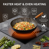 32cm 2,3mm Nitrierungsprozess Flachboden 4,5L Fassungsvermögen Gas- und Induktionsgeeigneter Antihaft-Titan-Wok für Chinesisches Wok-Garen